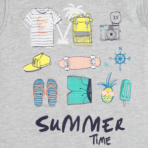 Σέτ με αμάνικο μπλουζάκι καλοκαιρινής διάθεσης και ριγέ βερμούδα 