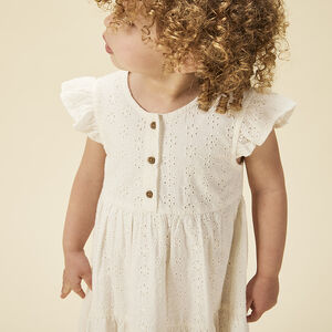 Φόρεμα κοντομάνικο με δαντέλα για bebe κορίτσι 