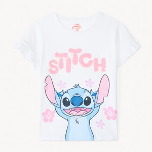 T-shirt à manches courtes imprimé Stitch Disney pour fille 