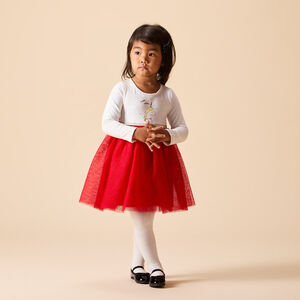 Φόρεμα γιορτής μακρυμάνικο 2 σε 1 bi-matière για μωρό κορίτσι 