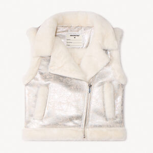 Αμάνικο μπουφάν με εφέ γούνας για κορίτσι 