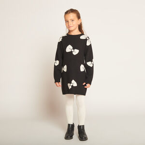 Πλεκτό φόρεμα με μακριά μανίκια και μοτίβο φιόγκων για κορίτσι 