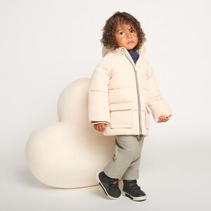 Μακρύ μπουφάν με μακριά μανίκια, sherpa και κουκούλα για μωρό αγόρι 