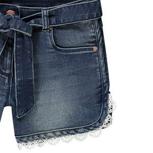 Σορτς από τζιν με φινίρισμα δαντέλας για κορίτσι 