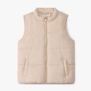 Αμάνικο καπιτονέ υφασμάτινο μπουφάν μονόχρωμο για κορίτσι 