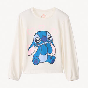 Μπλούζα με μακριά μανίκια jersey και μεγάλο μπλε print Stitch Disney για κορίτσι 