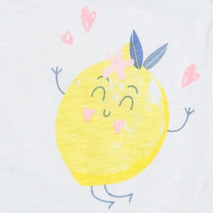 Σετ με αμάνικο μπλουζάκι σχέδιο λεμόνι και σόρτς εμπριμέ 