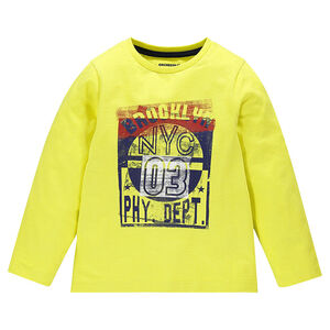 Tee-shirt manches longues unis avec print fantaisie 