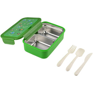 Φαγητοδοχείο 900ml 2 Θήκες Με Κουτ/Πιρ/Μαχ Jungle Kick Ανοξ. 