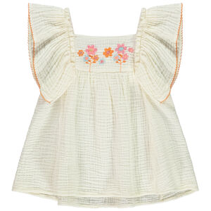 Τουνίκ με κοντά μανίκια κεντημένη σε double gaze για bebe κορίτσι 