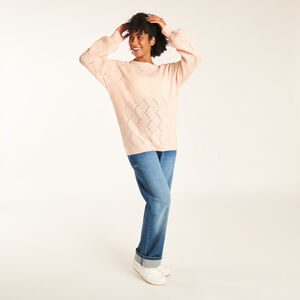 Σουέτ πουλόβερ με μακριά μανίκια και πλεξούδα για γυναίκες 