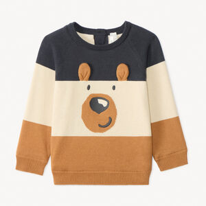 Πλεκτό πουλόβερ τριχρωμίας με χαριτωμένο σκύλο για bebe αγόρι 