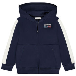 Ζακέτα με print φαντασία από molleton και κουκούλα για αγόρι 