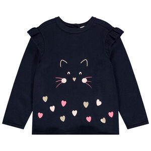 Πουλόβερ βαμβακερό με φαντεζί σχέδιο για μωρό κορίτσι 