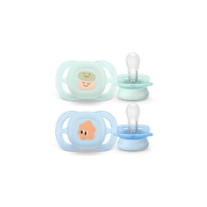 Πιπίλα Ultra Soft 0-2 μηνών πράσινο/μπλε με σχέδιο 