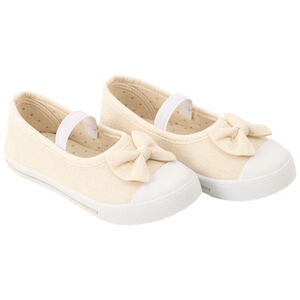 Μπαλαρίνες υφασμάτινες με φιόγκο και λουράκι για κορίτσι 