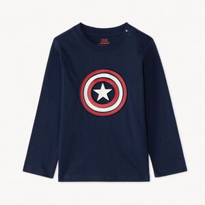 T-shirt à manches longues imprimé Captain America Marvel pour bébé garçon 