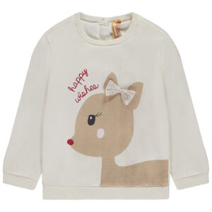 Πουλόβερ πλεκτό με βελουτέ επένδυση και σχέδιο με ελάφια για μωρό κορίτσι 