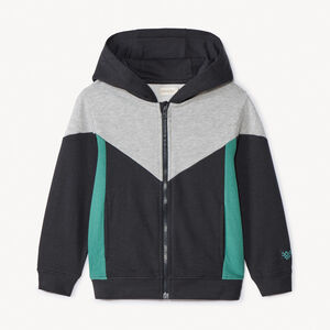 Ζακέτα molleton με κουκούλα και ένθετα για αγόρι 