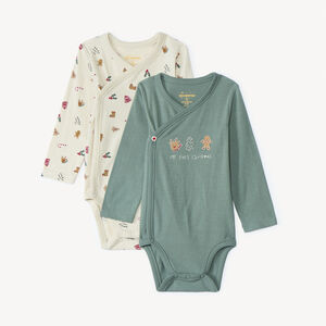 Συσκευασία 2 χώρων μακρυμάνικων κορμάκια Χριστουγέννων για αγόρια με διαφορετικά άνοιγμα ανάλογα με την ηλικία. 