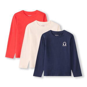 Σετ 3 μακρυμάνικα μπλουζάκια jersey με σχέδιο ακουστικά για αγόρι 