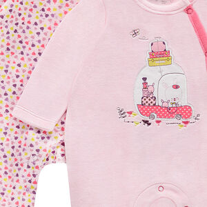 Σετ με 2 μακρυμάνικα βελουτέ φορμάκια ύπνου για νεογέννητα  