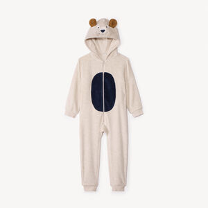 Πλεκτό σερπαντίνα με κουκούλα σκύλου για αγόρι σε μπεζ χρώμα 