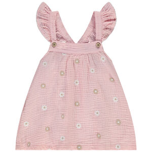 Τουνίκ από γάζα βαμβακιού με κεντημένα λουλούδια για κορίτσι 