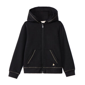 Ζακέτα με κουκούλα από molleton με κέντημα καρδιάς για κορίτσι 