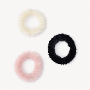 Σετ με 3 λαστιχάκια από ψεύτικη γούνα για κορίτσι 