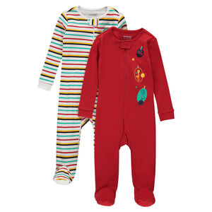 Σετ με 2 φορμάκια ύπνου από ζέρσεϊ με φερμουάρ και τυπωμένα ζωάκια 