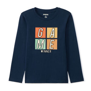 Μπλούζα με μακριά μανίκια σε jersey με ανάγλυφο σχέδιο για αγόρι 