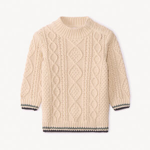 Πλεκτό με εφέ πλεξούδας και λαιμό σε ριμπ για μωρό αγόρι 