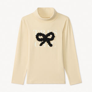 Ζιβάγκο πλεκτό jersey με φιόγκο 3D πέταλα για κορίτσι 