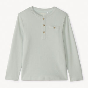 T-shirt à manches longues uni avec col tunisien pour garçon 