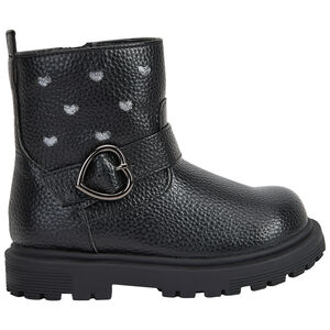 Μποτάκια με εφέ δέρματος και σχέδιο καρδιές για μωρό κορίτσι 