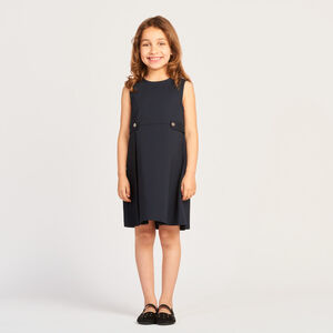 Αμάνικο φόρεμα από πάνινο ύφασμα μονόχρωμο για κορίτσι 