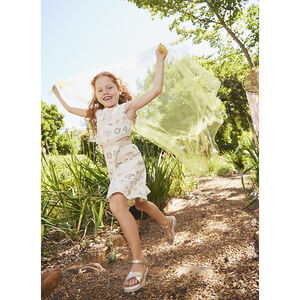 Γιορτινό φόρεμα βαμβακερό με φαντεζί σχέδιο για κορίτσι 