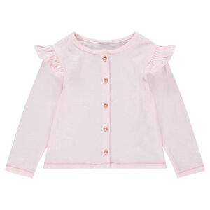 Ζακέτα από βαμβακερό slub ύφασμα με βολάν στα μανίκια 