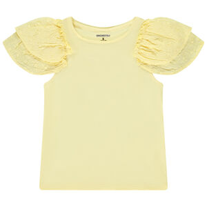 Κοντομάνικο μπλουζάκι με κέντημα και βολάν για κορίτσι 