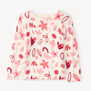 Πλεκτό πουλόβερ με μακριά μανίκια και απαλό molleton με ροζ arty μοτίβο για μωρό κορίτσι 