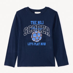 Μπλούζα με μακριά μανίκια σε μονόχρωμο με διακοσμητικά κεντήματα για αγόρι 