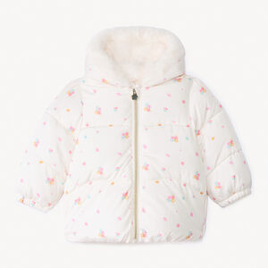 Μπουφάν με πάνινο ύφασμα, λουλουδάτο σχέδιο και sherpa επένδυση για bebe κορίτσι 