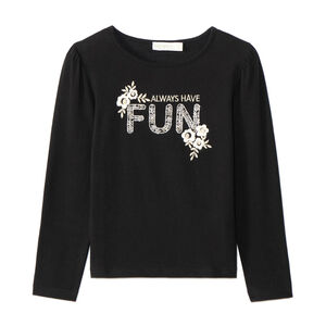 Μακρυμάνικο μπλουζάκι jersey με κέντημα για κορίτσι 