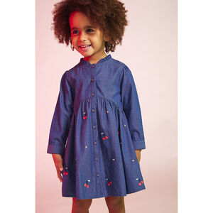 Φόρεμα μακρυμάνικο από lyocell με κεντημένες κερασιές για μωρό κορίτσι 