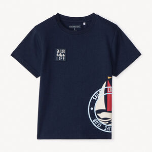 T-shirt κοντομάνικο με σχέδιο καράβι για αγόρι 