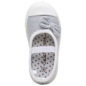 Αθλητικά παπούτσια ψηλά από ύφασμα με ρίγες και φιόγκο για bebe κορίτσι 