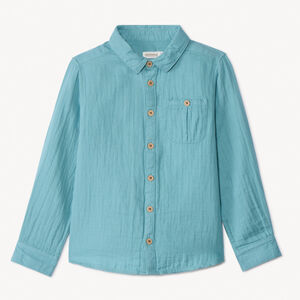 Πουκάμισο μακρυμάνικο μονόχρωμο με τσέπη για αγόρι 