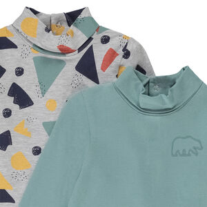 "Αμάνικο μπλουζάκι με τύπωμα φαντεζί και ψηλό γιακά για μωρό αγόρι" 