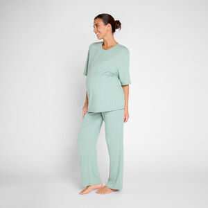 Μπλούζα πιτζάμας εγκυμοσύνης με μανίκια 3/4 από jersey κοτλέ φασκόμηλο 
